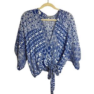 Sea Lustre Blue Kimono Style Wrap Top O/S